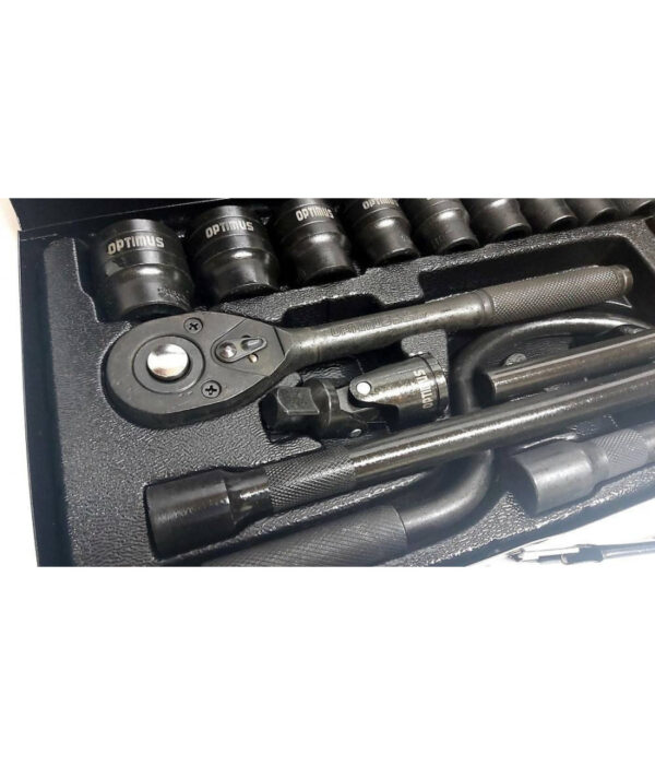 Set Chiavi A Bussola 24 Pezzi Con Cricchetto Reversibile 1/2'' Prolunghe Valigia - immagine 3