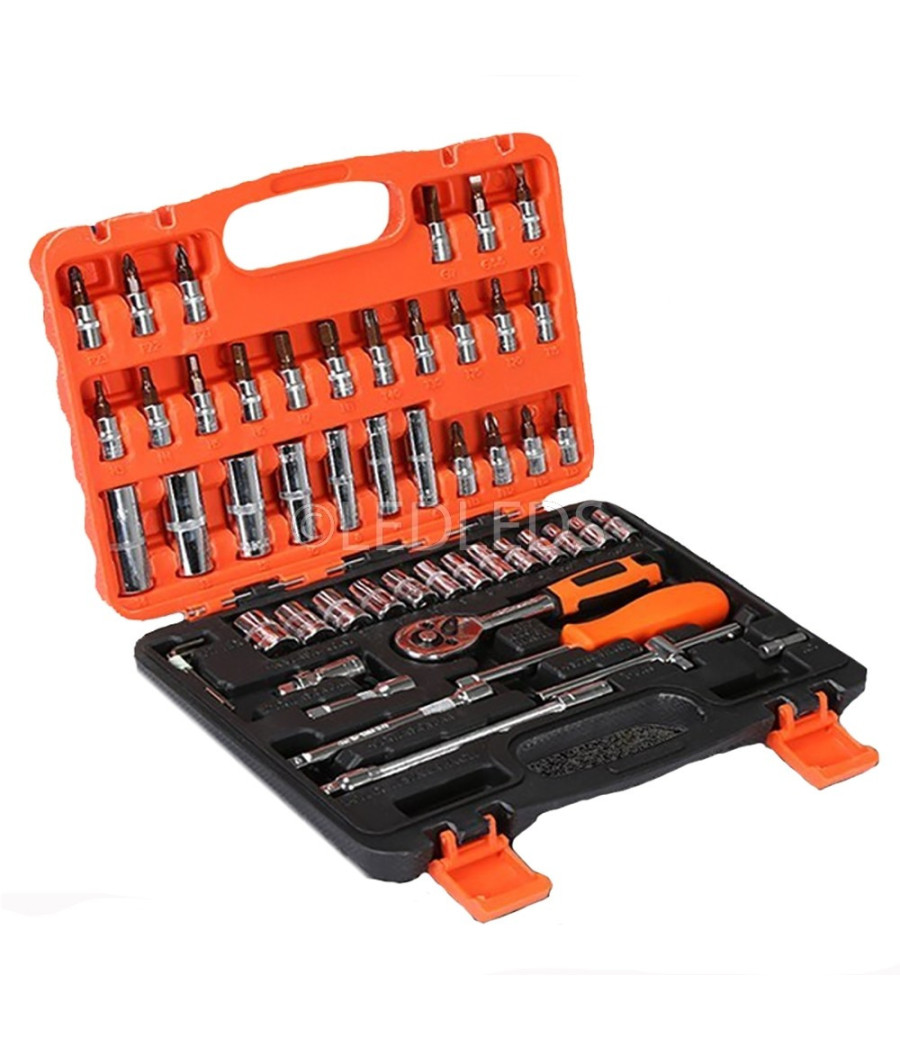 Set Chiavi A Bussola Con Cricchetto 53 Pezzi Chrome Vanadium In Valigetta - immagine 3