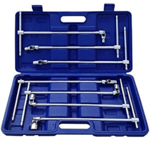 Set Chiavi A T Doppio Snodo 7 Pz Pezzi Lunghe 8 10 12 13 14 17 19 Mm Snodabili