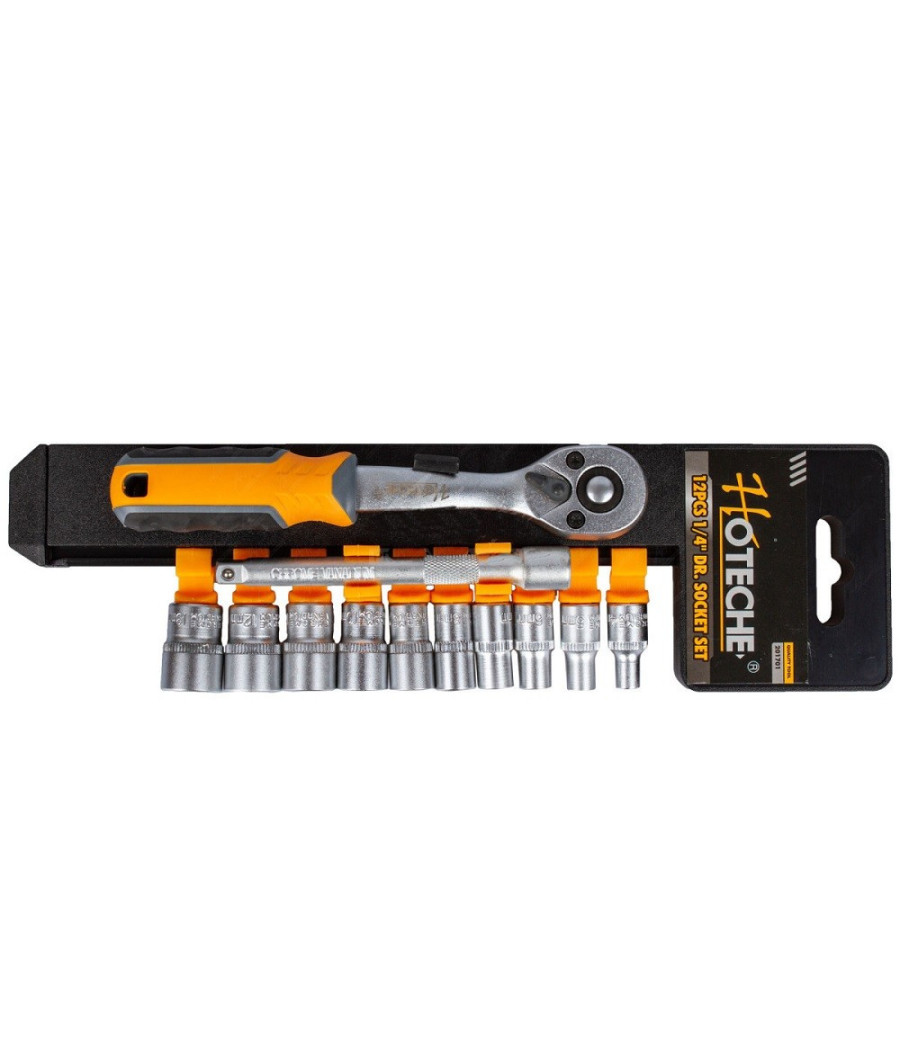 Set Chiavi Bussole Attacco 1/4" + Chiave A Crichetto Reversibile + Prolunga 5'' - immagine 2