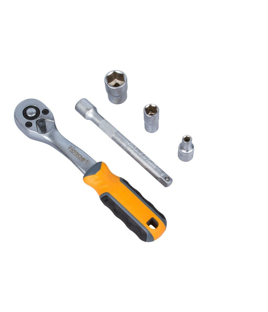 Set Chiavi Bussole Attacco 1/4" + Chiave A Crichetto Reversibile + Prolunga 5'' - immagine 3