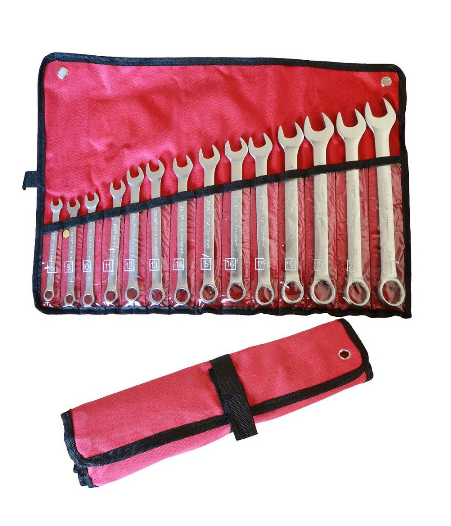 Set Chiavi Combinate 14 Pz. 8-24 Mm Fissa E Stella Acciaio Cr-v Con Astuccio