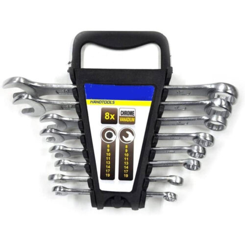 Set Chiavi Combinate 8pz Fisse E Stella 8-19mm In Acciaio Cromo Vanadio Astuccio