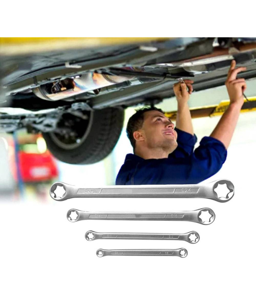 Set Chiavi Combinate Doppia Testa Torx Femmina 4pz Misure Da E6-e24 Dritte 01004 - immagine 3