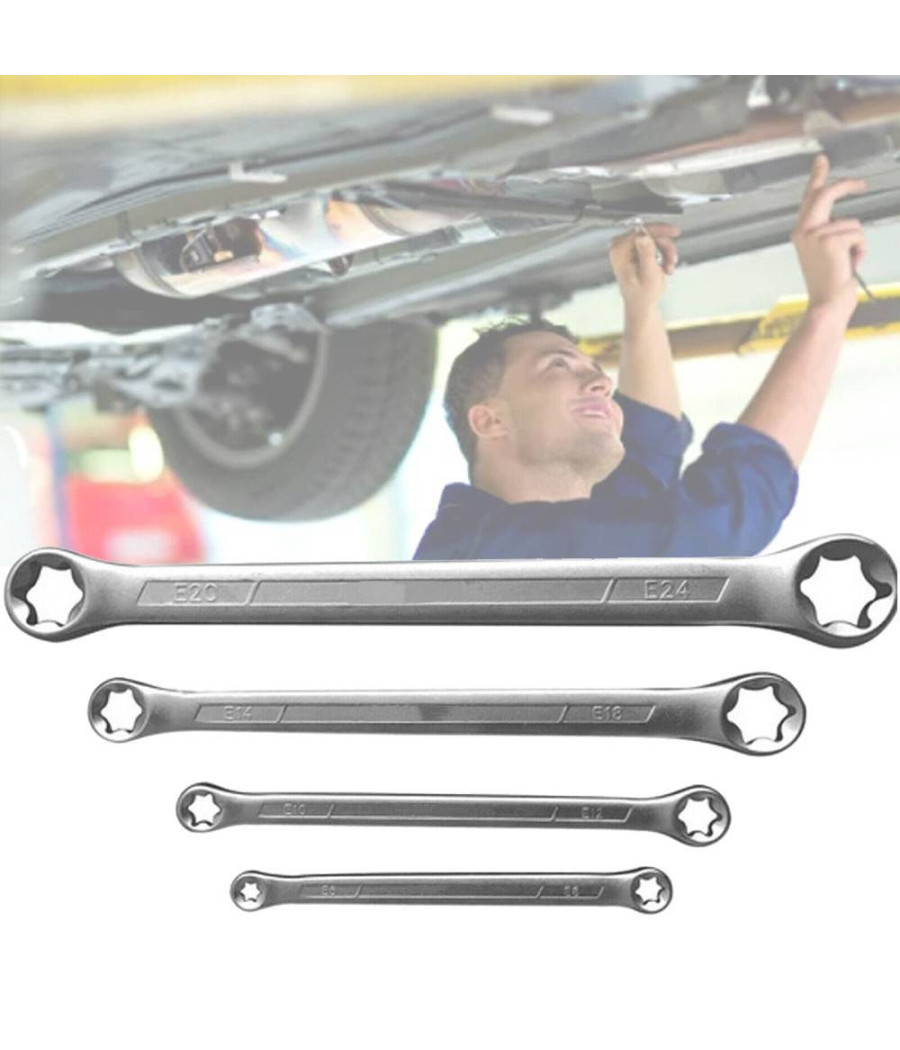 Set Chiavi Combinate Doppia Testa Torx Femmina 4pz Misure Da E6-e24 Dritte 01004