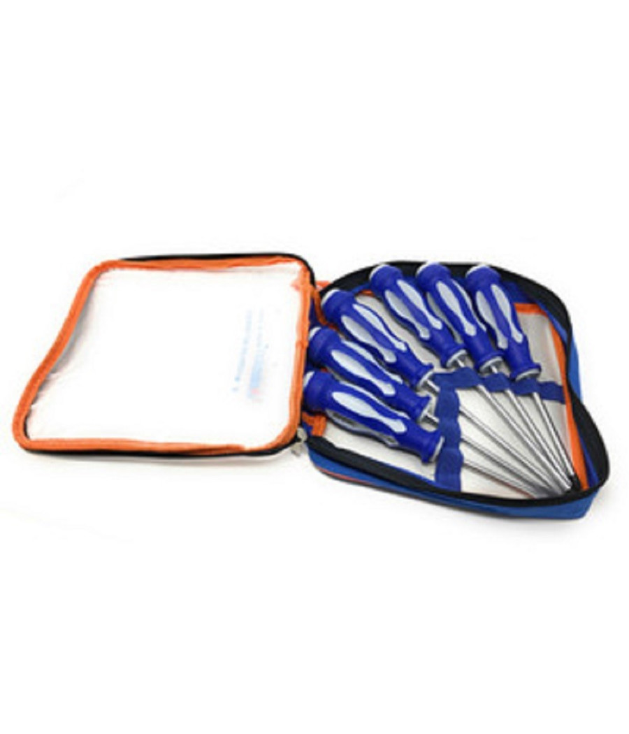 Set Di Cacciaviti 6pz Con Punta Magnetica A Taglio E Stella Borsa Giraviti 50269 - immagine 2