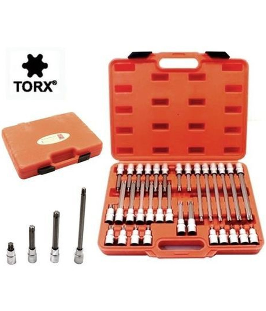 Set Di Chiavi A Bussola Da 1/2 Con Inserti Torx 32 Pezzi Corti E Lunghi