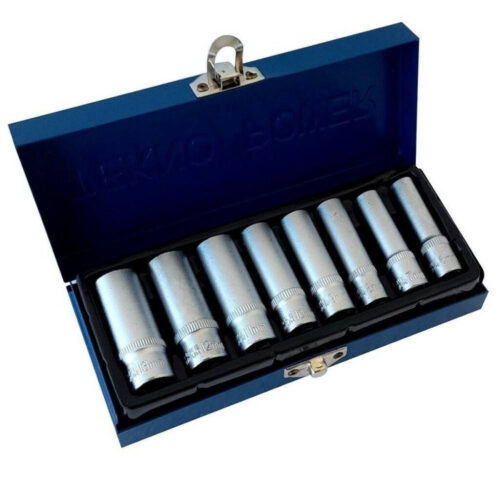 Set Di Chiavi Bussola Lunghe Da 1/4 Chrome Vanadium 6 – 13 Mm 8 Pezzi Candelette