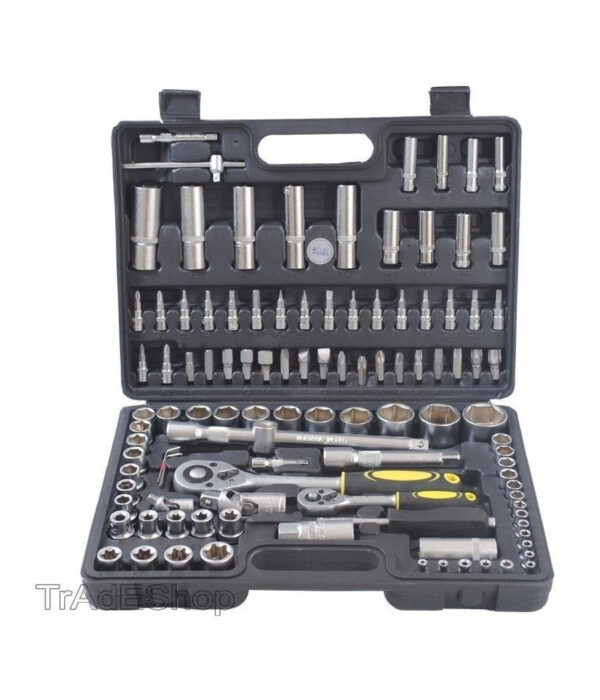 Set Di Chiavi Cassetta Attrezzi Cricchetto Bussole Boccole Inserti Kit Da 109pz - immagine 2