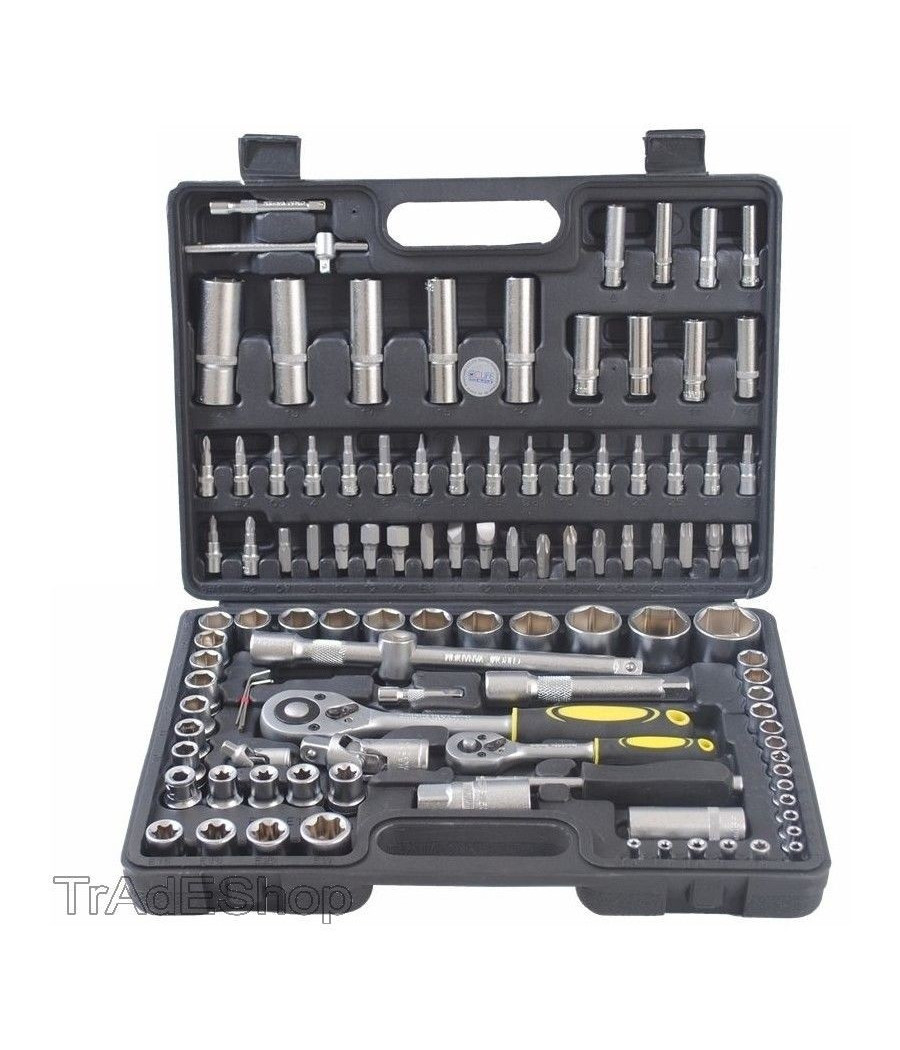 Set Di Chiavi Cassetta Attrezzi Cricchetto Bussole Boccole Inserti Kit Da 109pz - immagine 2