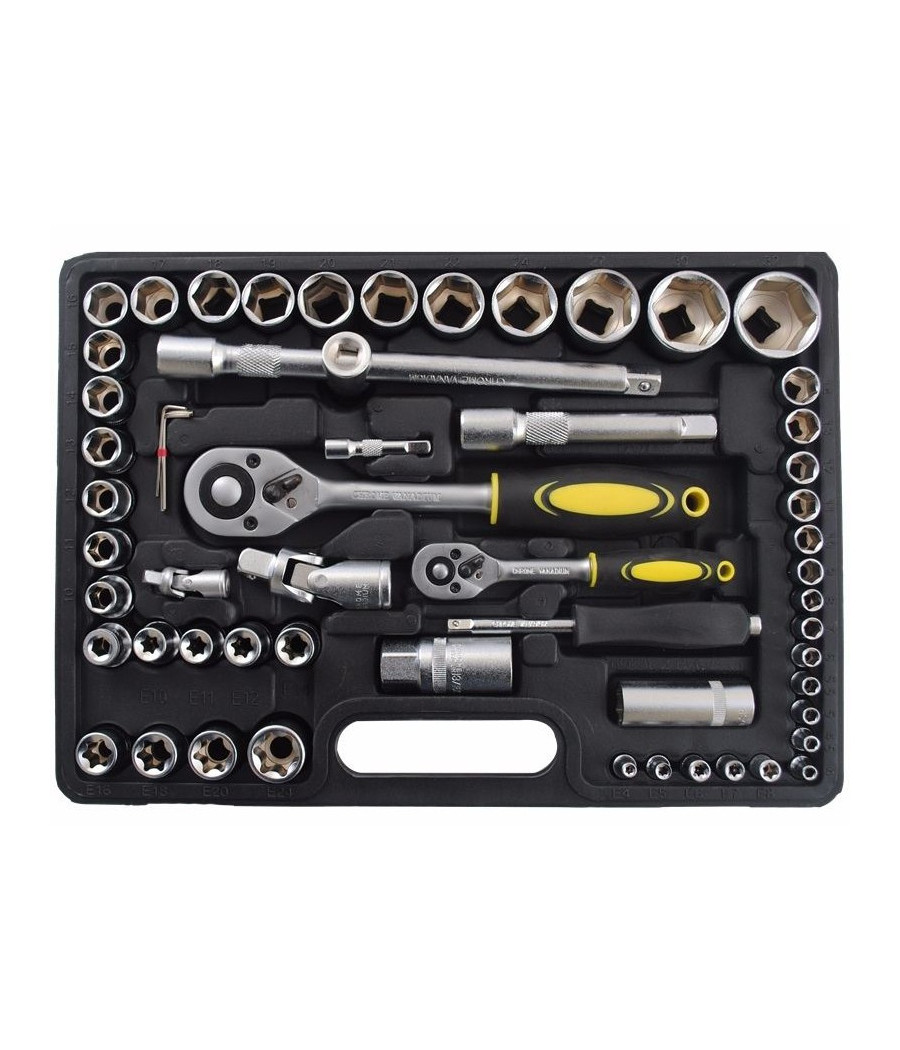 Set Di Chiavi Cassetta Attrezzi Cricchetto Bussole Boccole Inserti Kit Da 109pz - immagine 3
