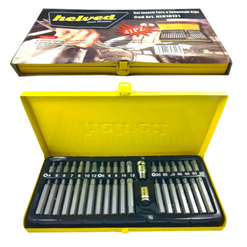 Set Di Chiavi Inserti 41 Pezzi Torx Esagonali E Mille Righe + 2 Adattatori