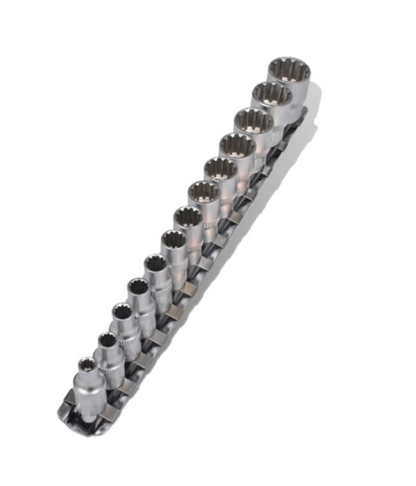 Set Kit 13 Pz Chiavi Bussole Torx Millerighe 1/4" 4-14mm Scalanati Striscia Clip