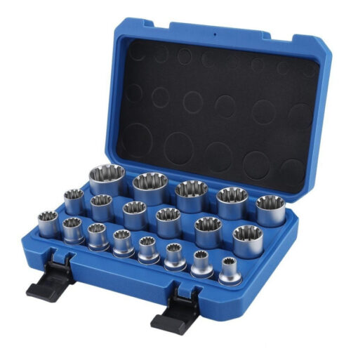 Set Kit 19 Pz Chiavi A Bussole Torx In Lega Da 8 A 32 Mm Attacco 1/2″ 1/4″ 3/8″