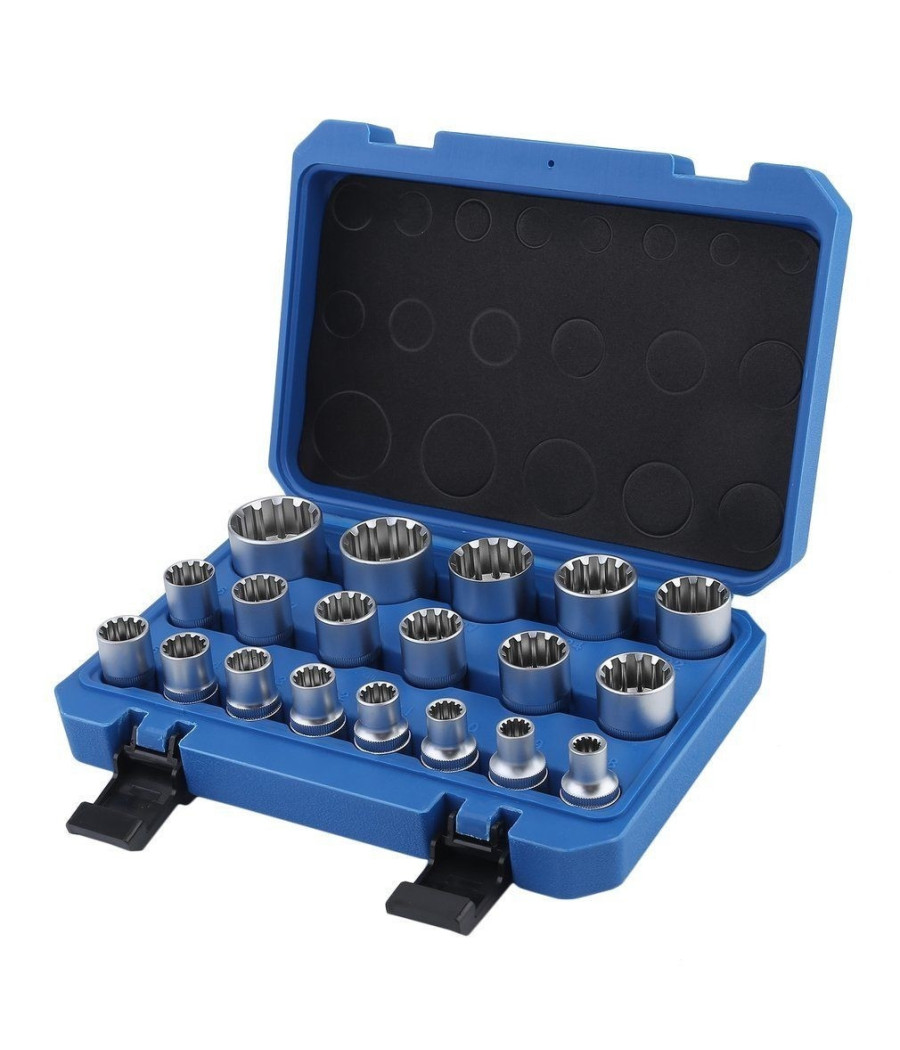 Set Kit 19 Pz Chiavi A Bussole Torx In Lega Da 8 A 32 Mm Attacco 1/2" 1/4" 3/8"
