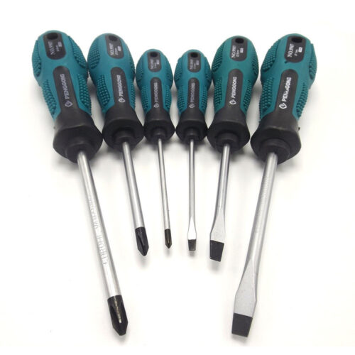 Set Kit 7 Cacciaviti Cacciavite Con Manico Ergonomico Punta A Stella A Taglio
