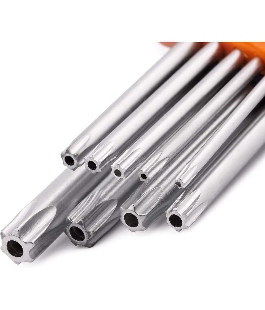 Set Kit 9 Chiavini Torx Forati T10-t50 Angolate Stella Brugola Chromo Vanadio - immagine 2
