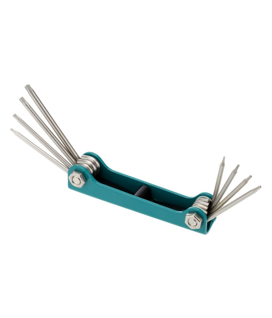Set Kit Chiavini Torx 8in1forati Tascabili Pieghevole T 10 15 20 25 27 30 40 45
