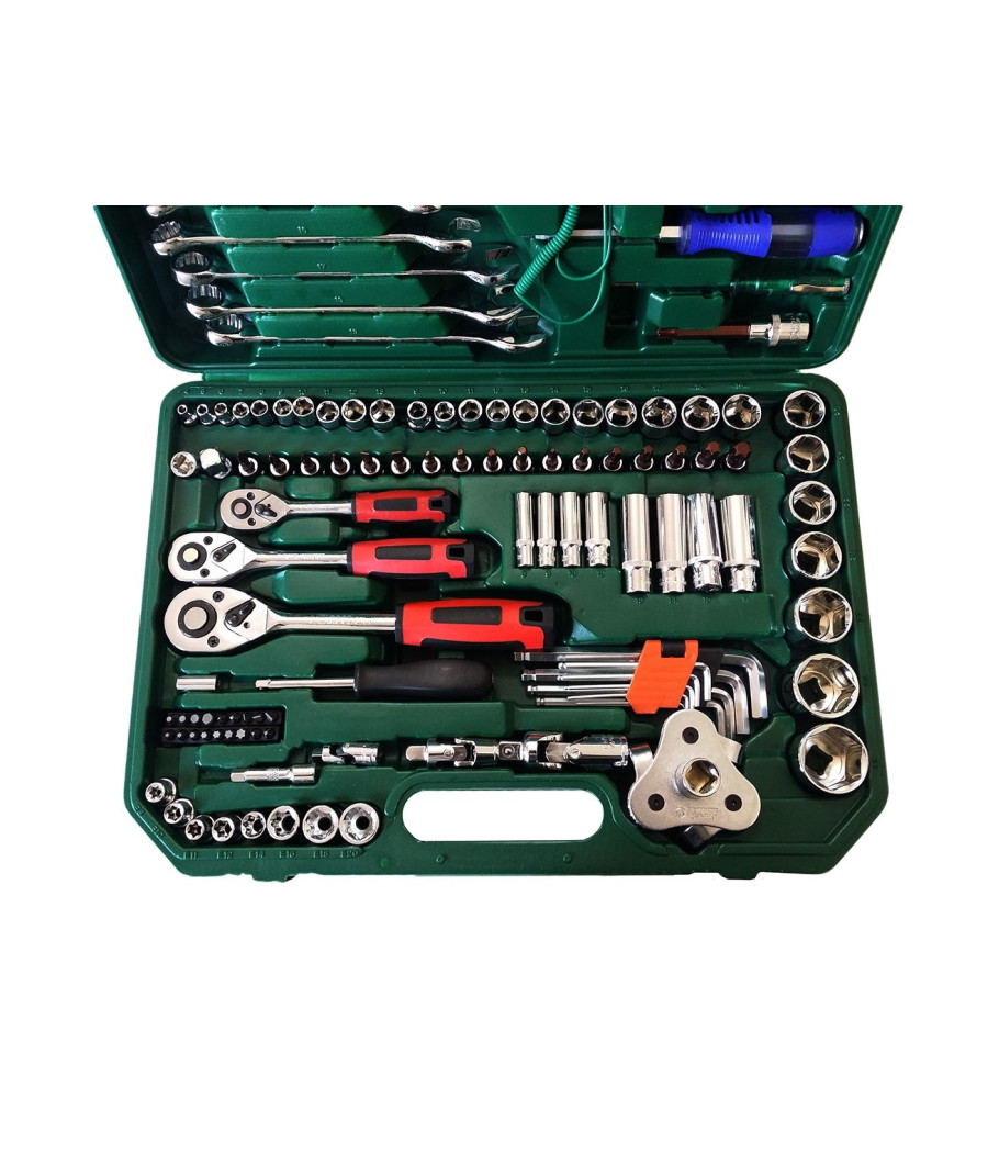 Set Kit Utensili 121 Pz Bussole Chiave Chiavi Cricchetto Attrezzi 1/4" 3/8" 1/2" - immagine 2