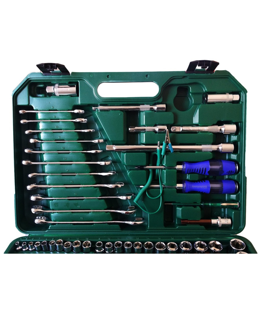 Set Kit Utensili 121 Pz Bussole Chiave Chiavi Cricchetto Attrezzi 1/4" 3/8" 1/2" - immagine 3
