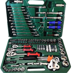 Set Kit Utensili 121 Pz Bussole Chiave Chiavi Cricchetto Attrezzi 1/4" 3/8" 1/2"