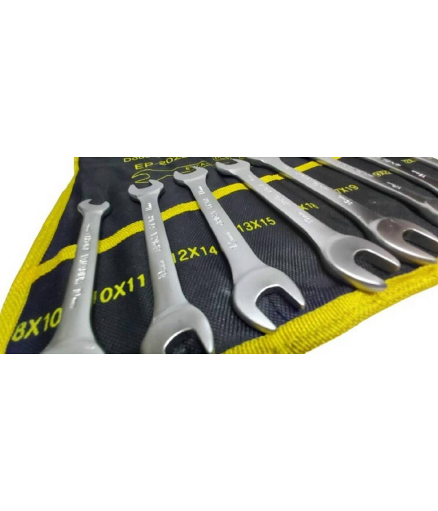 Set Serie Da 8 Pezzi Chiavi Fisse 8-24 Mm A Forchetta Doppie Crome Vanadium - immagine 3