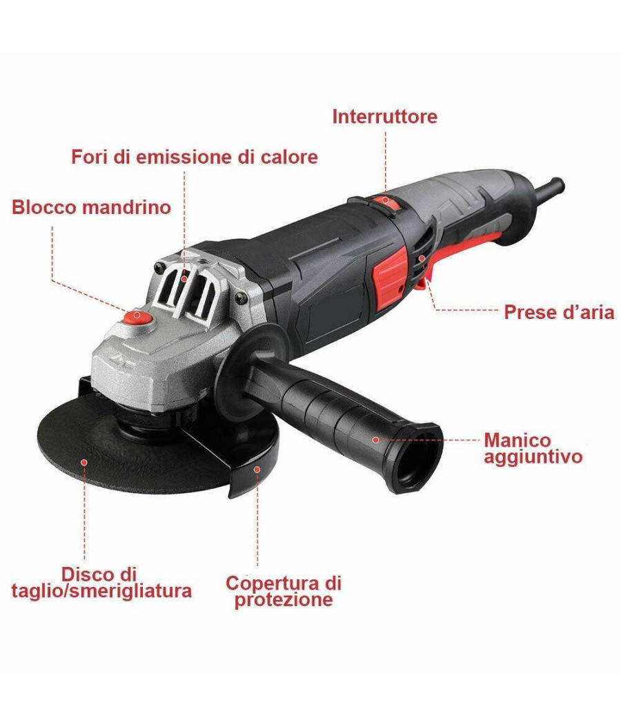 Smerigliatrice Angolare 1200w Flex Frullino 125mm Velocita Regolabile 6 Dischi - immagine 3
