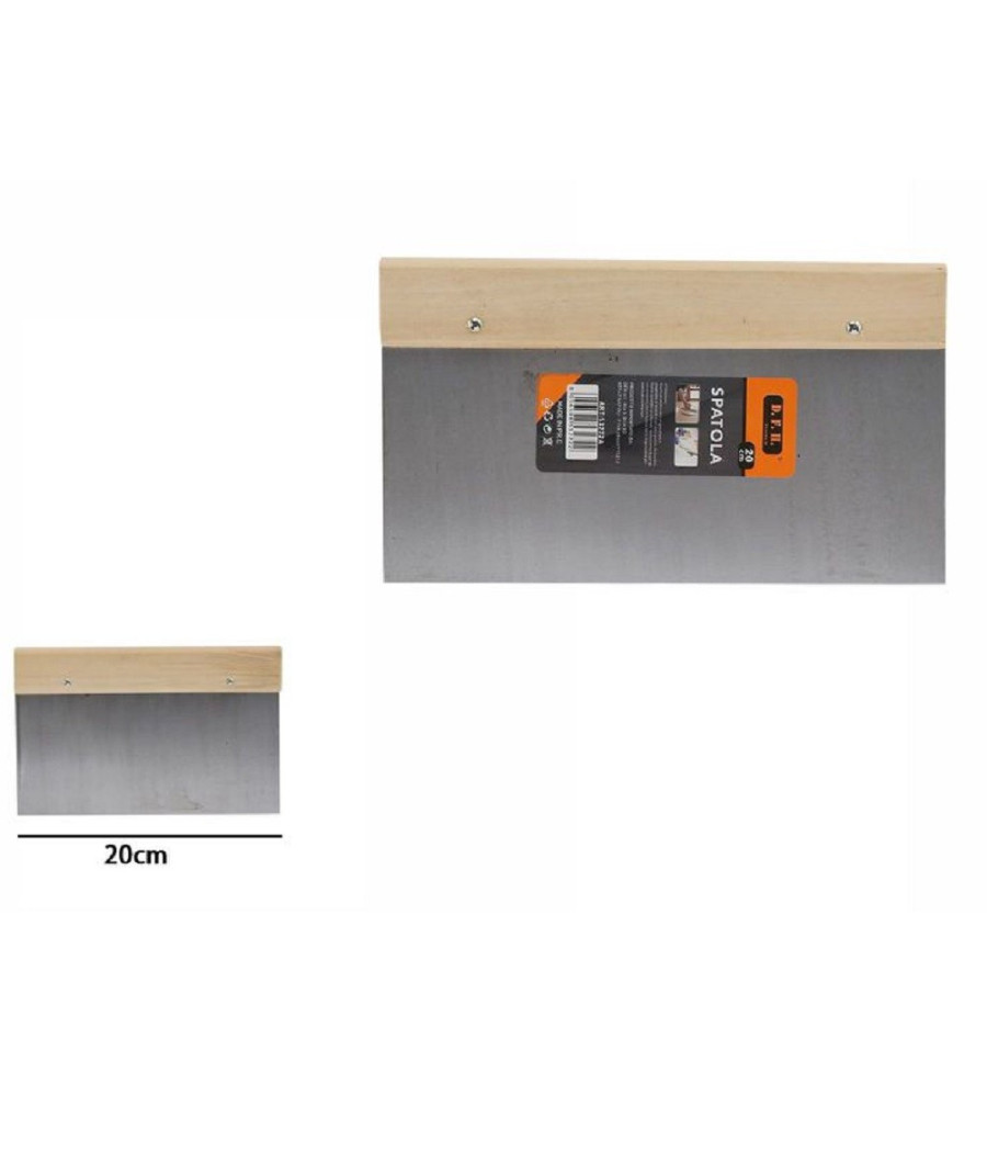 Spatola Stecca Pareti Stucco In Acciaio Impugnatura Legno Da 20cm Pittore 53272a