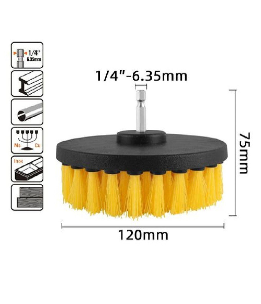 Spazzola In Nylon 120mm Attacco 1/4" Rotante Trapano Elettrico Per Pulizia 57240 - immagine 2