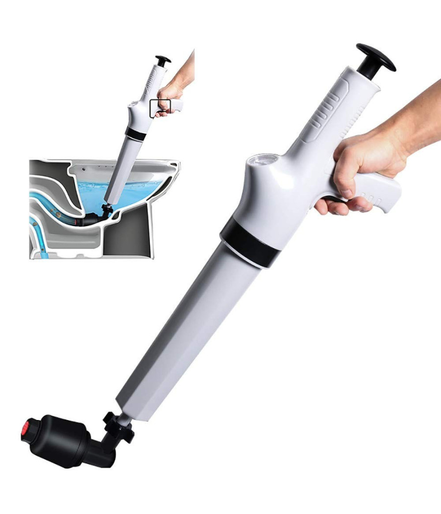 Sturalavandino Ad Aria Compressa Pistone Alta Pressione Scarico Lavandino Wc - immagine 2