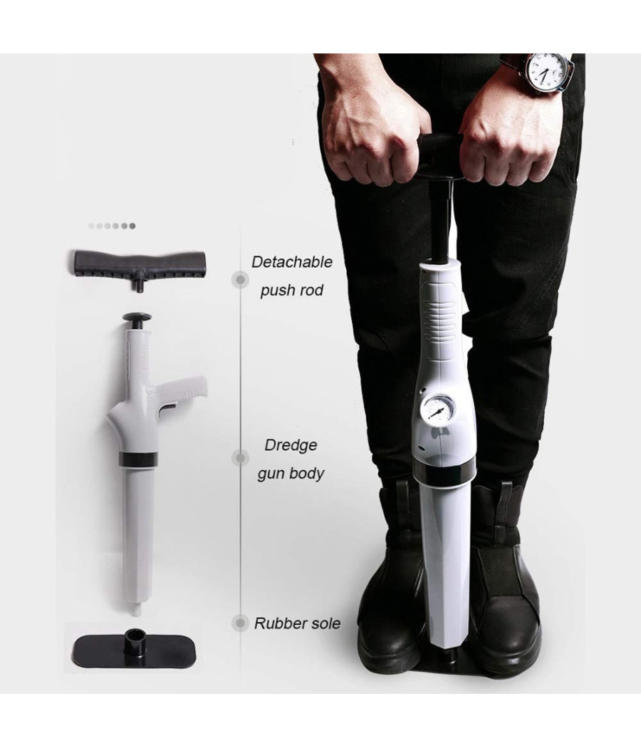 Sturalavandino Ad Aria Compressa Pistone Alta Pressione Scarico Lavandino Wc - immagine 3
