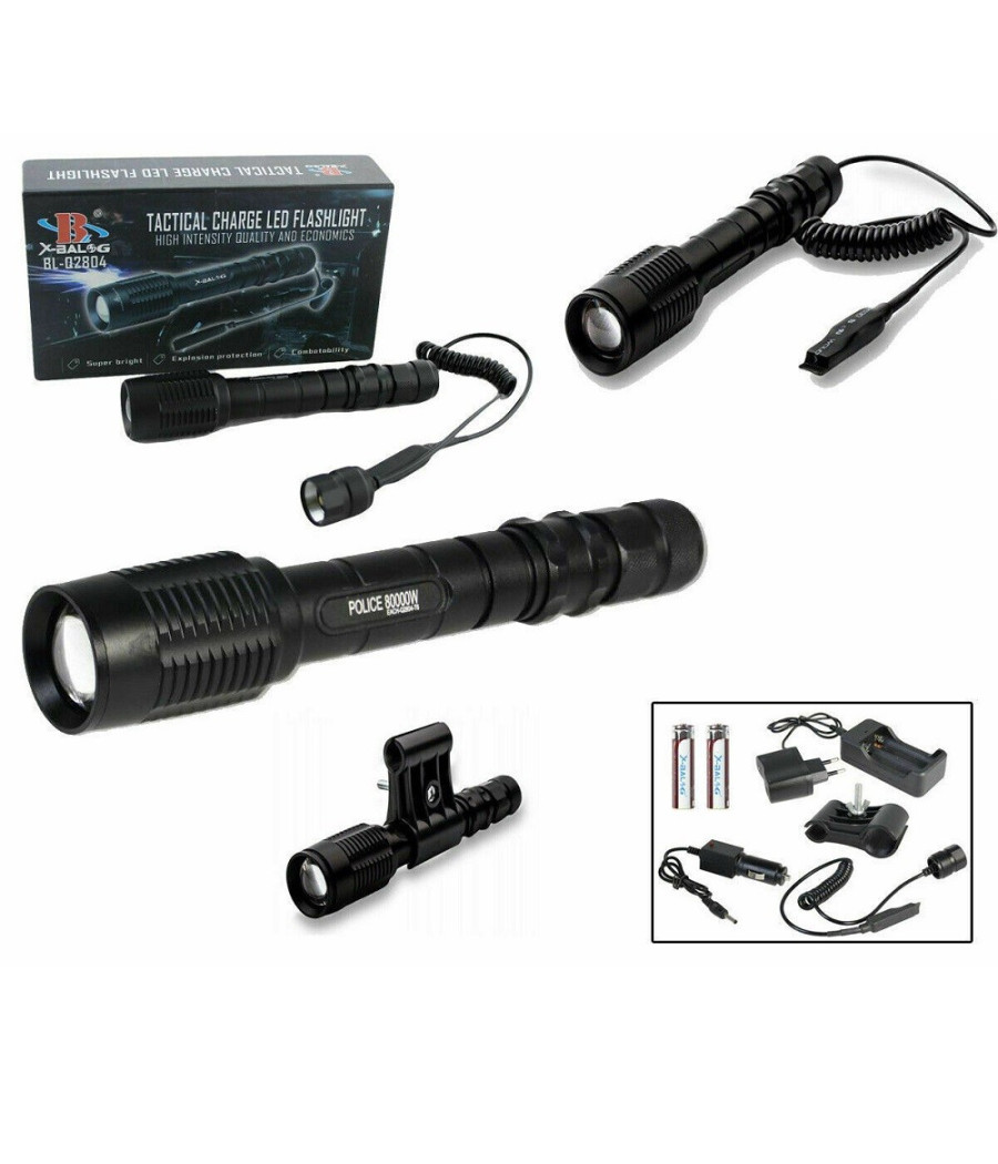 Torcia 50000 Lumen Tattica/militare Per Fucile Led T6 Ricaricabile Zoom Bl-q2804