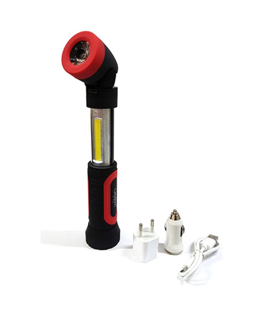 Torcia Doppia Luce Led Con Base Magnetica Da Lavoro Ricaricabile Usb Dt-2018