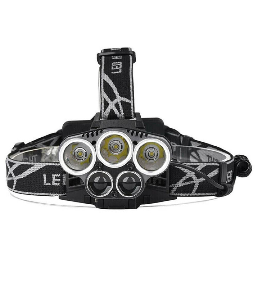 Torcia Frontale 5 Led Ricaricabile 6 Modalità Di Illuminazione Escursioni Pesca