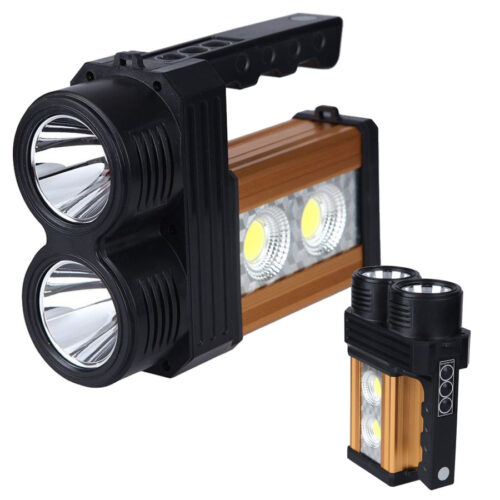 Torcia Lampada A Led Ricaricabile Emergenza 10w 200 Metri Usb Luce Gialla Bianca