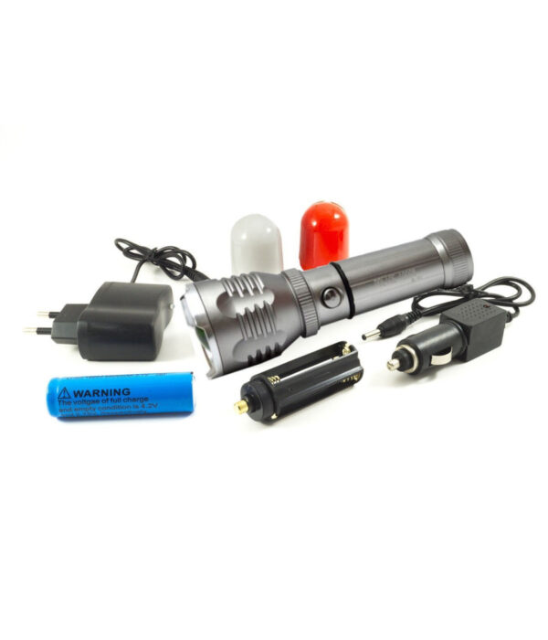 Torcia Lampada Led 3w Ricaricabile Zoom Flash Luce Strobo 2 Diffusori Bl-901