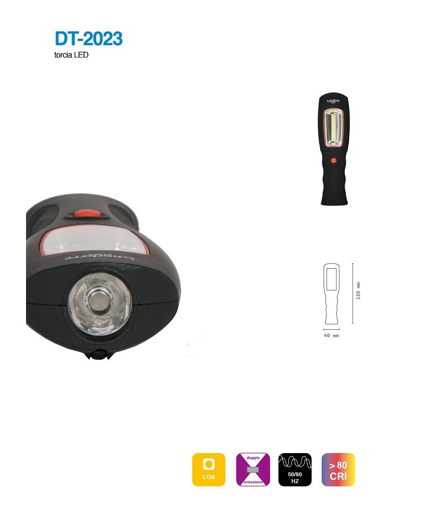 Torcia Lampada Led Cob Appendibile Doppia Emissione Di Luce Da Campeggio Dt-2023 - immagine 2