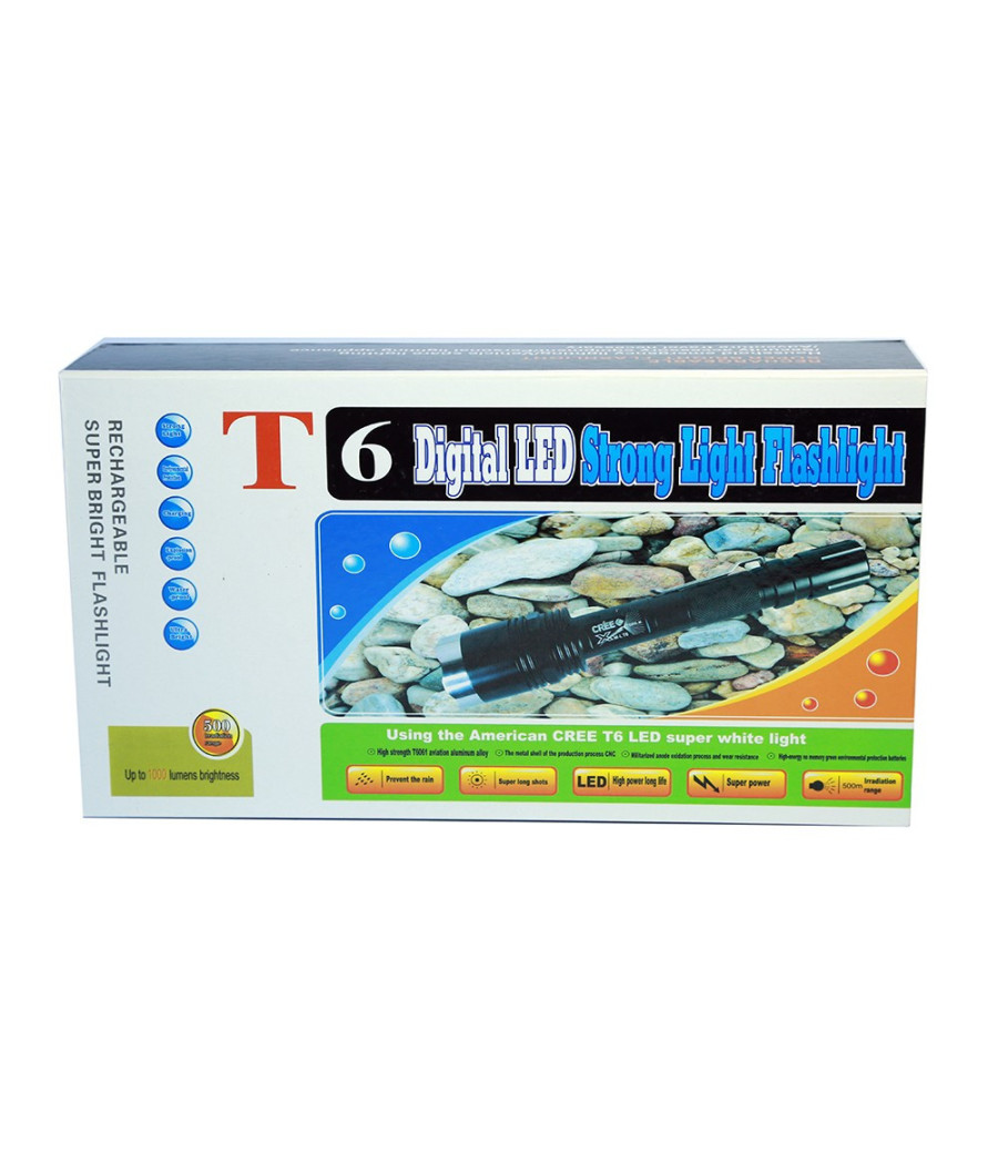 Torcia Lampada Led Cree T6 Ricaricabile Tattica Impermeabile Con Prolunga Xmlt6 - immagine 2