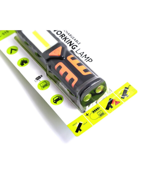 Torcia Lampada Portatile Ricaricabile Led Strip Cob - Base Orientabile E Ganci - immagine 2