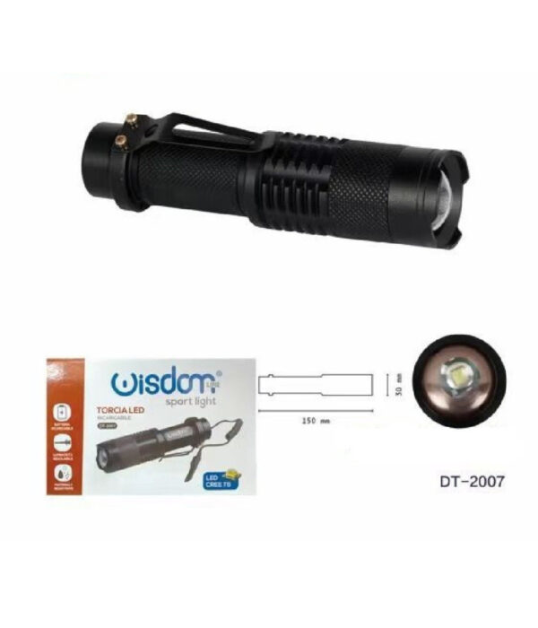 Torcia Led Cree T6 Batteria Ricaricabile Usb Auto Luminosita' Regolabile Dt-2007