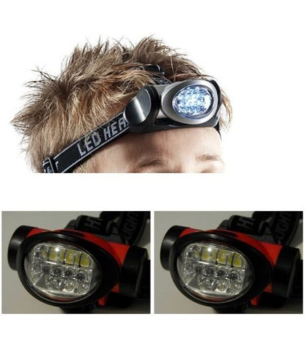 Torcia Led Frontale Da Testa Luce Lampada Ricaricabile 6 Led Camping Caccia
