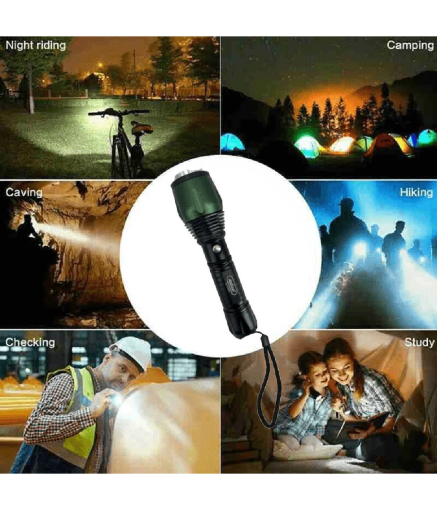 Torcia Led Ultra Luminosa Ricaricabile Usb Impermeabile Ipx6 Escursioni Q-5105 - immagine 2