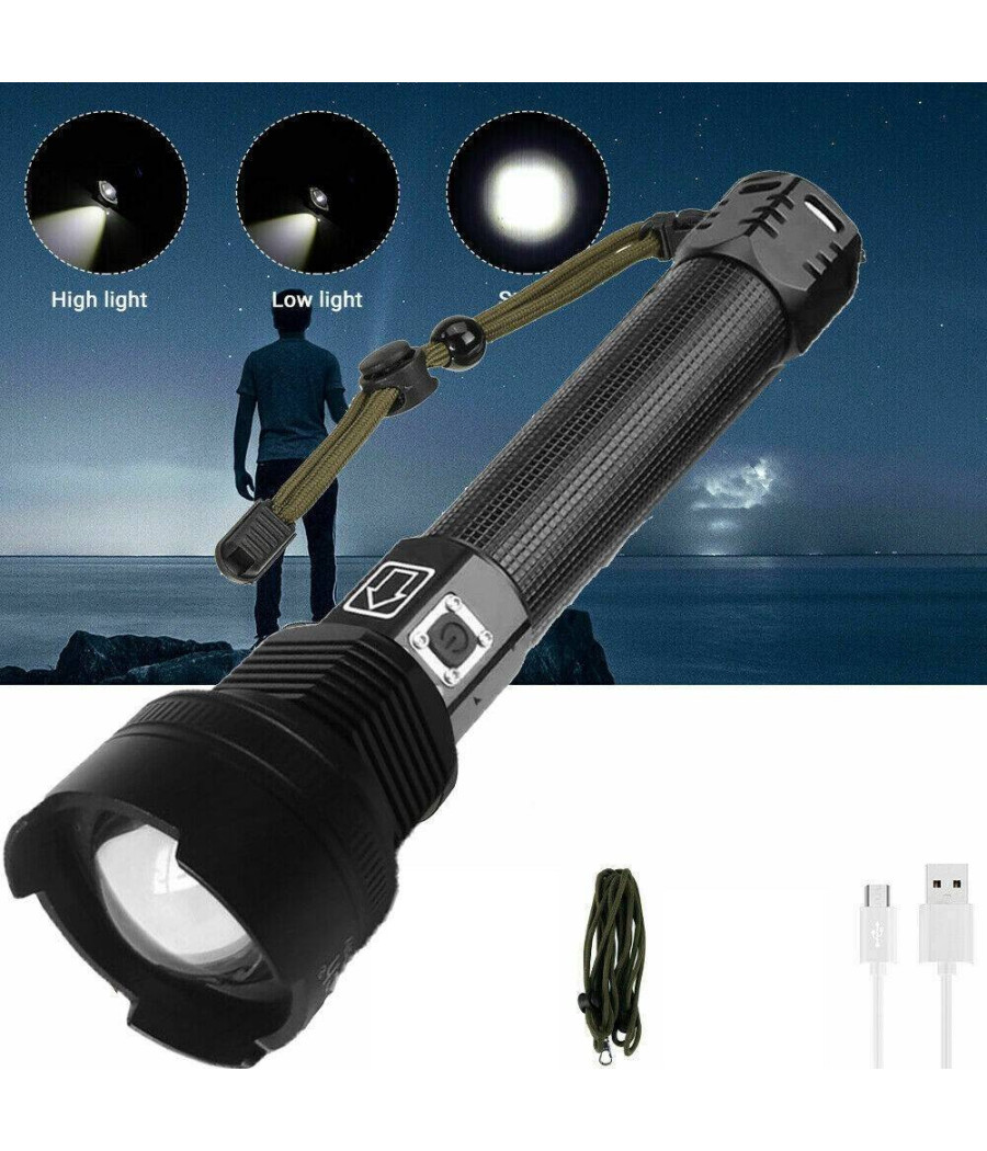 Torcia Tattica/militare Led Cree T6 Ricaricabile Zoom 2 Batterie P516-p70 V2 - immagine 3