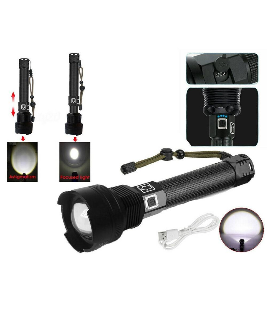 Torcia Tattica/militare Led Cree T6 Ricaricabile Zoom 2 Batterie P516-p70 V2