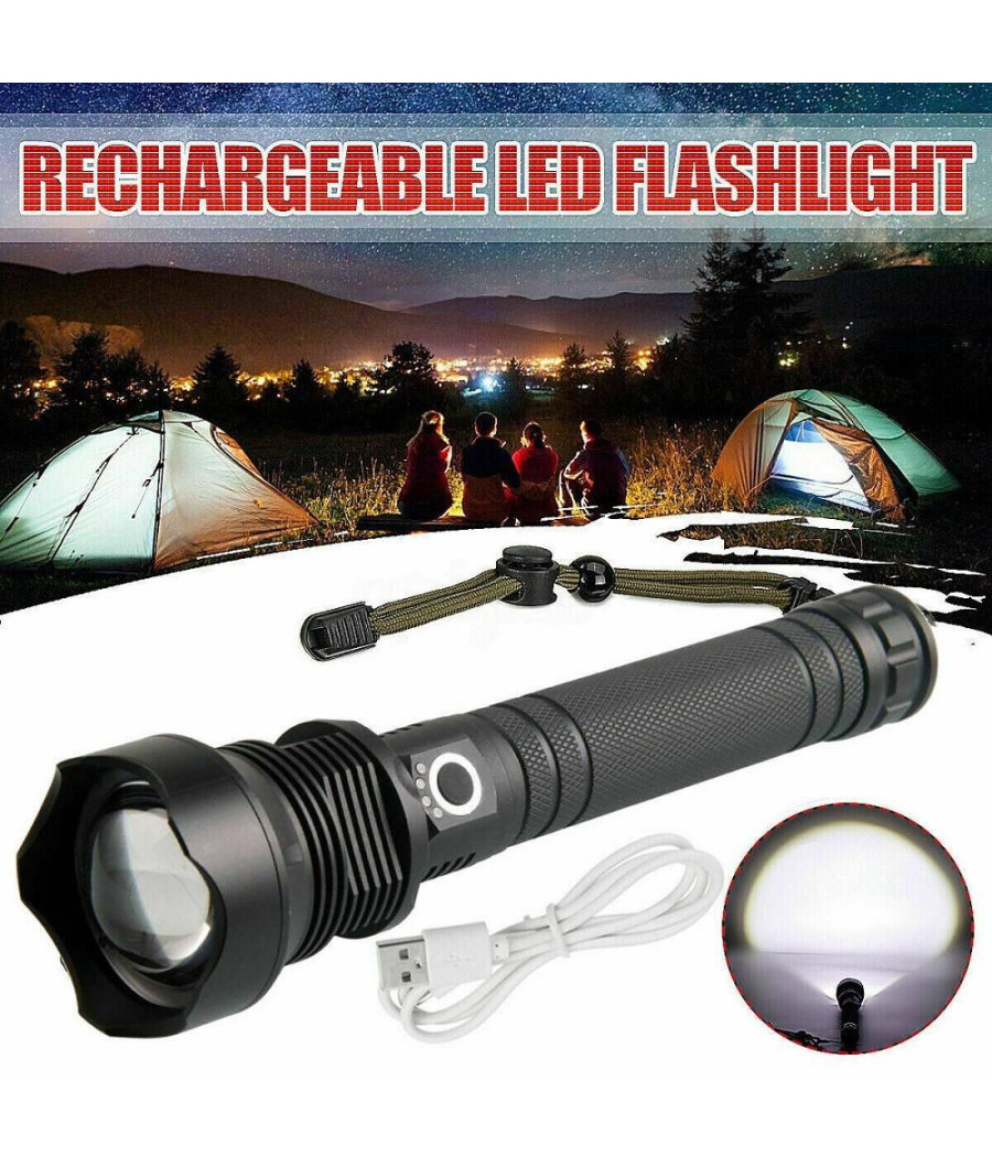 Torcia Tattica/militare Led Cree T6 Ricaricabile Zoom Doppia Batteria A89-p70 - immagine 3