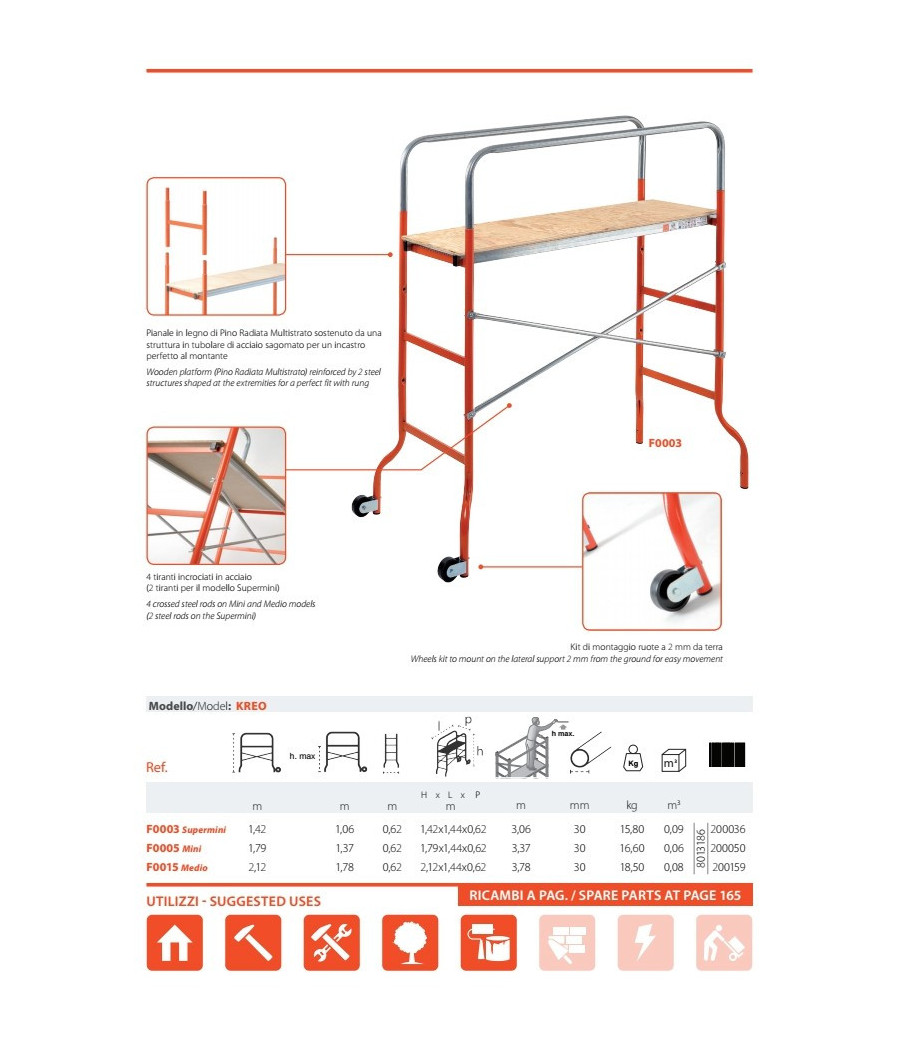 Trabattello Fai Da Te Medio Con Piano In Legno Altezza Massima 3,06 M Kreo - immagine 2