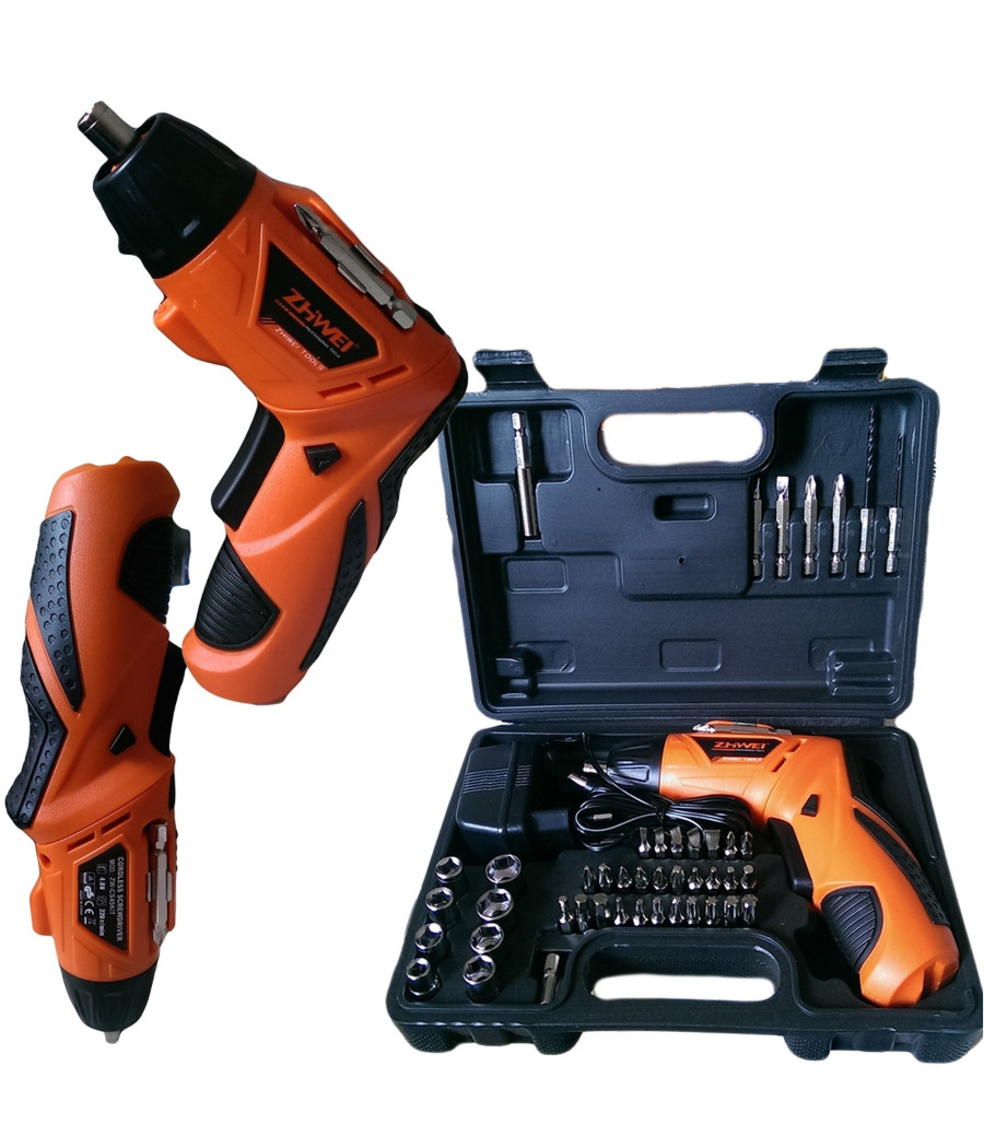 Trapano Avvitatore 4.8 Volt 45pz Con Innesti Accessori Convertibile In Verticale