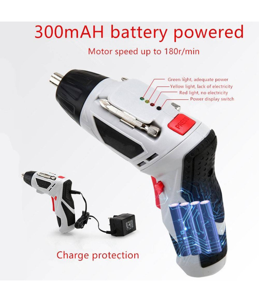 Trapano Avvitatore A Batteria Al Litio In Valigetta 4,8v 48 Pz Snodabile Led 48p - immagine 2