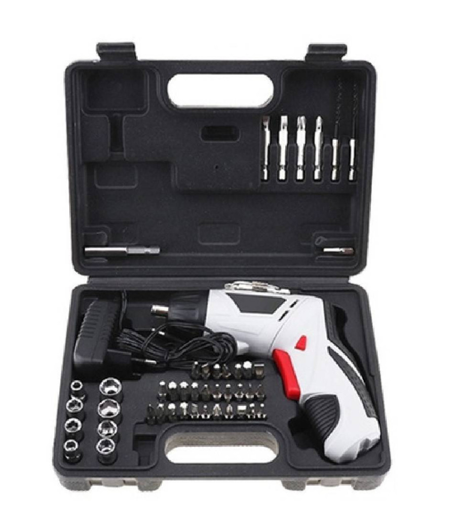 Trapano Avvitatore A Batteria Al Litio In Valigetta 4,8v 48 Pz Snodabile Led 48p - immagine 3