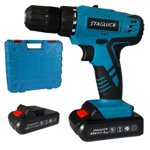 Trapano Avvitatore A Batteria Litio Valigetta 48v 1.3ah 2 Batterie 2 Velocità